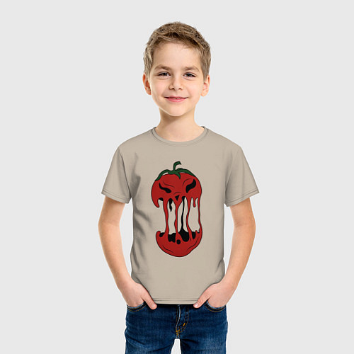 Детская футболка Агрессивный красный помидор / Миндальный – фото 3