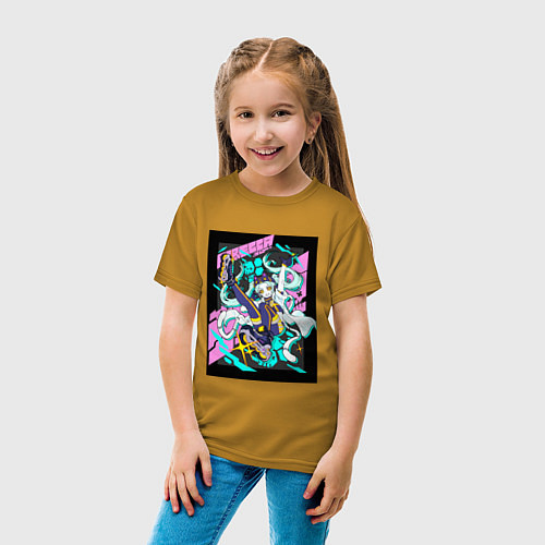 Детская футболка Ребекка на роликах -Киберпанк / Горчичный – фото 4