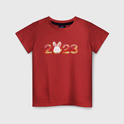 Футболка хлопковая детская 2023 - Год кролика, цвет: красный