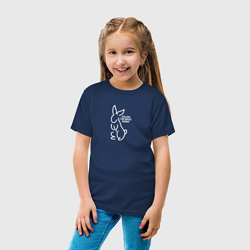 Детская футболка Следуй за кроликом / Тёмно-синий – фото 4