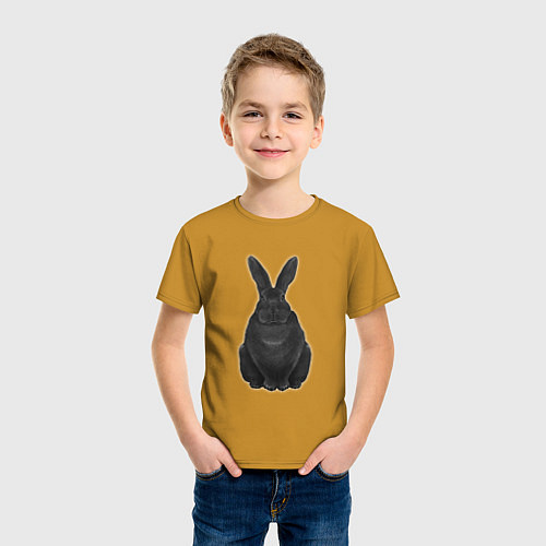 Детская футболка Черный водяной кролик - 2023 / Горчичный – фото 3