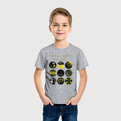 Футболка хлопковая детская Twenty One Pilots коллаж, цвет: меланж — фото 2