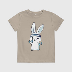 Детская футболка Прикольный зайчишка пауэрлифтер
