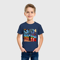 Футболка хлопковая детская Безликий Гог, цвет: тёмно-синий — фото 2