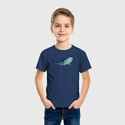 Футболка хлопковая детская Realistic shark, цвет: тёмно-синий — фото 2