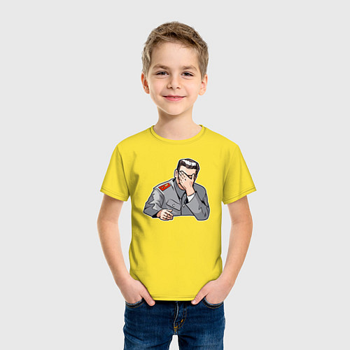 Детская футболка Сталин фэйспалмит / Желтый – фото 3