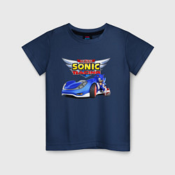 Футболка хлопковая детская Team Sonic racing - hedgehog, цвет: тёмно-синий