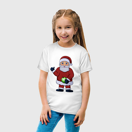 Детская футболка Дед Мороз с елочной игрушкой / Белый – фото 4