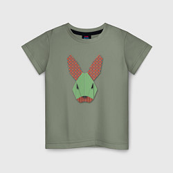 Футболка хлопковая детская Лоскутный кролик, цвет: авокадо