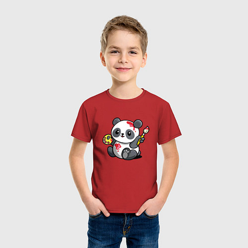 Детская футболка Панда - крутой художник! Cutie / Красный – фото 3