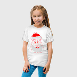 Футболка хлопковая детская Лицо Деда Мороза, цвет: белый — фото 2