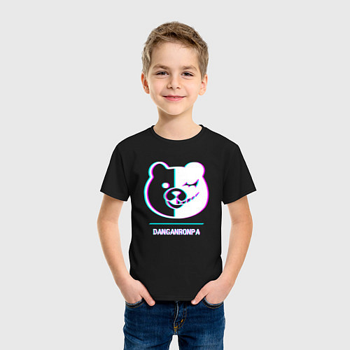 Детская футболка Символ Danganronpa в стиле glitch / Черный – фото 3