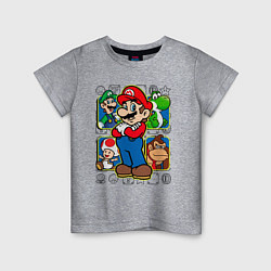 Футболка хлопковая детская Супер Марио, цвет: меланж