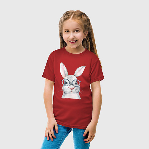 Детская футболка Серый кролик / Красный – фото 4