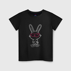 Футболка хлопковая детская Кролик в розовых очках, цвет: черный