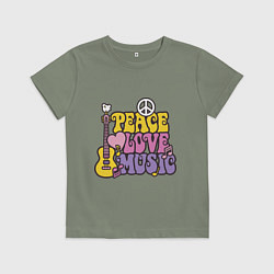 Детская футболка Мир любовь и музыка