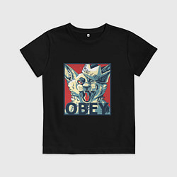 Футболка хлопковая детская Царь людей - подчиняйтесь, цвет: черный