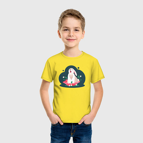 Детская футболка Кролик в цветах / Желтый – фото 3