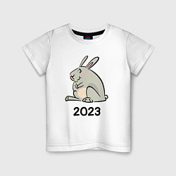 Футболка хлопковая детская Большой кролик 2023, цвет: белый