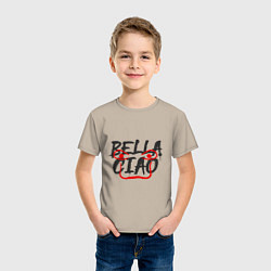 Футболка хлопковая детская Bella ciao, цвет: миндальный — фото 2