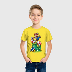 Футболка хлопковая детская Ретро Марио, цвет: желтый — фото 2