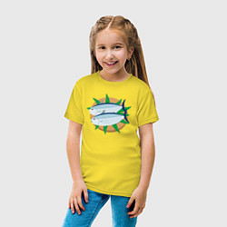 Футболка хлопковая детская Полосатый тунец, цвет: желтый — фото 2