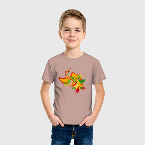 Детская футболка Жарптица Феникс птица / Пыльно-розовый – фото 3