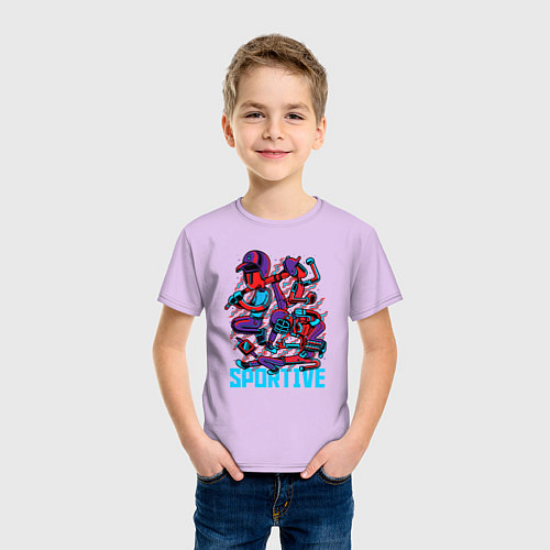 Детская футболка Человечки бейсболисты / Лаванда – фото 3