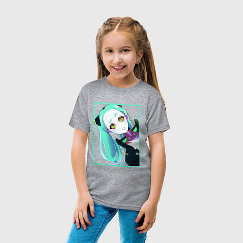 Детская футболка Ребекка из киберпанка - нетраннер / Меланж – фото 4