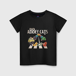 Футболка хлопковая детская Abbey cats, цвет: черный