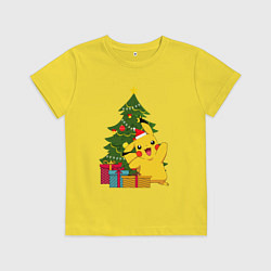 Детская футболка Новогодний Пикачу и елка