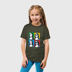 Футболка хлопковая детская Kiss Mona Lisa, цвет: меланж-хаки — фото 2