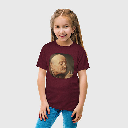 Детская футболка Картина ренессанса - учёный / Меланж-бордовый – фото 4