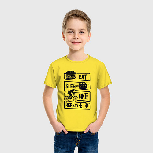 Детская футболка Eat sleep bike repeat art / Желтый – фото 3