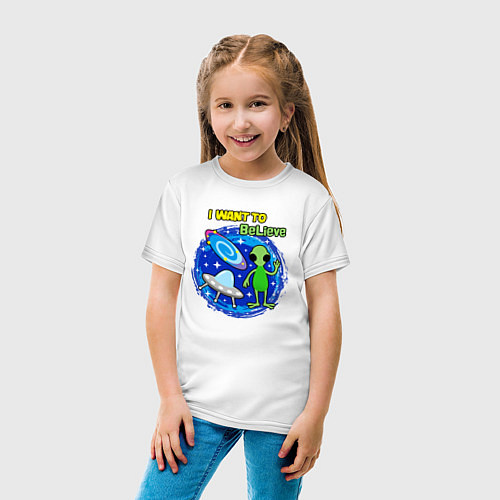 Детская футболка Космос вселенная НЛО я хочу верить / Белый – фото 4