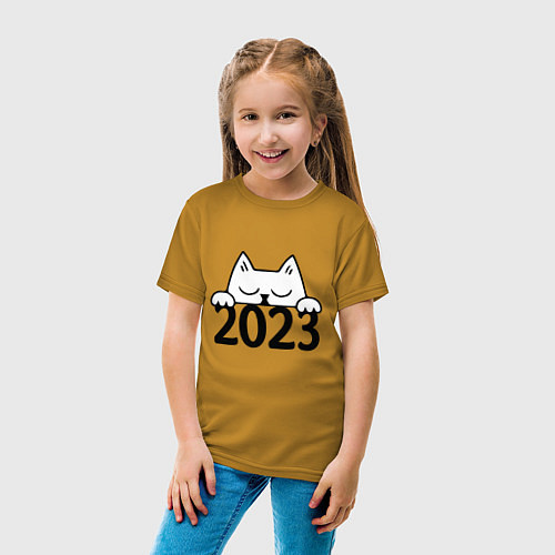 Детская футболка Cat 2023 / Горчичный – фото 4