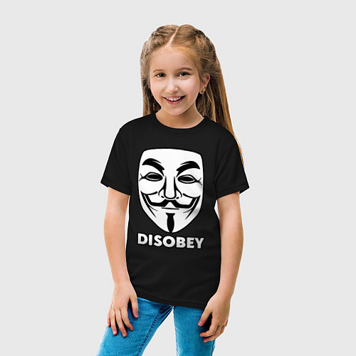 Детская футболка Guy Fawkes - disobey / Черный – фото 4