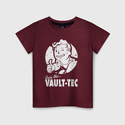 Футболка хлопковая детская Vault boy - join the vault tec, цвет: меланж-бордовый