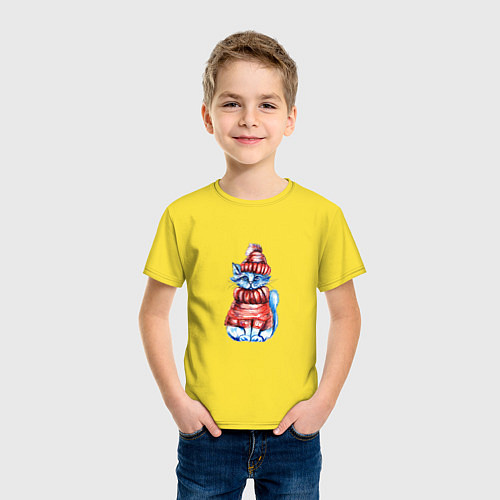 Детская футболка Новогодний котяра / Желтый – фото 3