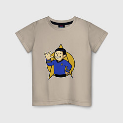 Футболка хлопковая детская Spoke - vault boy, цвет: миндальный