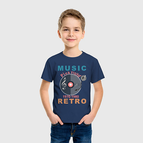 Детская футболка Музыка пинк флойд - ретро / Тёмно-синий – фото 3
