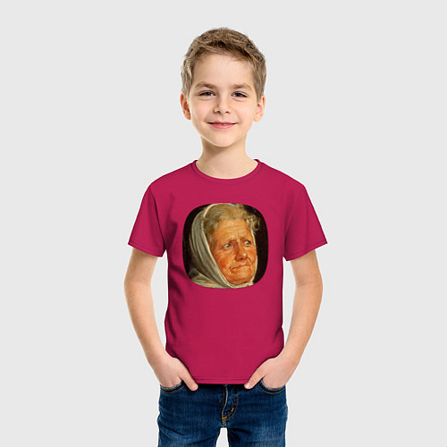 Детская футболка Картина ренессанса - бабушка в шоке / Маджента – фото 3