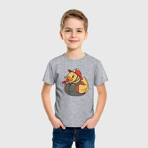 Детская футболка Резиновая утка пожарный / Меланж – фото 3