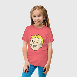 Футболка хлопковая детская Vault boy head, цвет: коралловый — фото 2