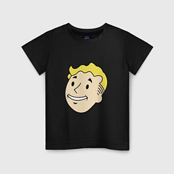 Футболка хлопковая детская Vault boy head, цвет: черный