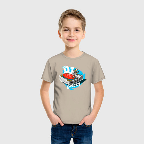 Детская футболка Dj party ретро проигрыватель пластинок / Миндальный – фото 3