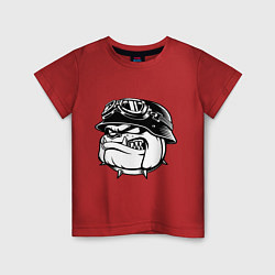 Футболка хлопковая детская Evil bulldog head, цвет: красный