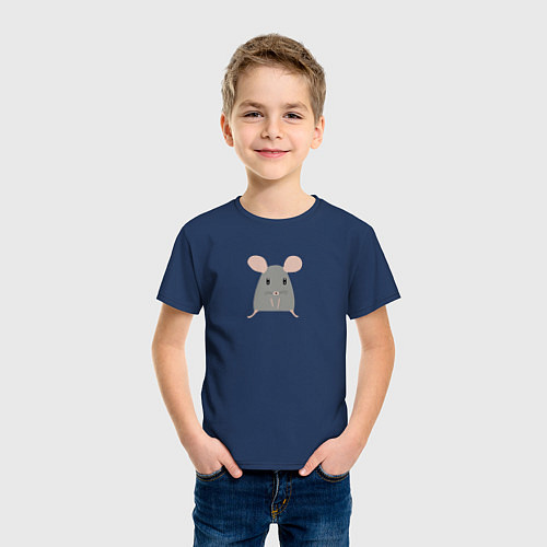 Детская футболка Минималистичная мышь / Тёмно-синий – фото 3