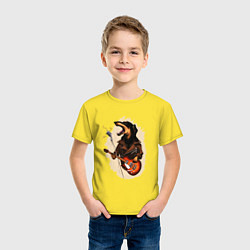 Футболка хлопковая детская Такса рокер, цвет: желтый — фото 2