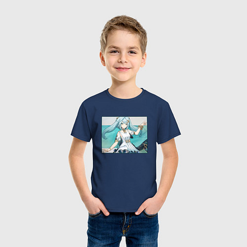 Детская футболка Фарузан Геншин импакт / Тёмно-синий – фото 3
